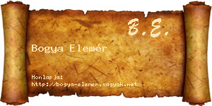 Bogya Elemér névjegykártya